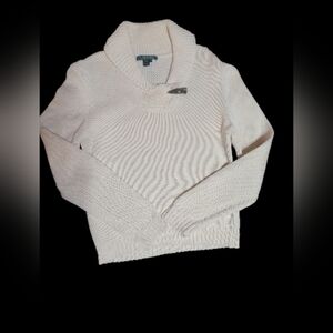 Lauren Ralph Lauren 100% Cotton Cream Cowl Neck Sweater Size Medium